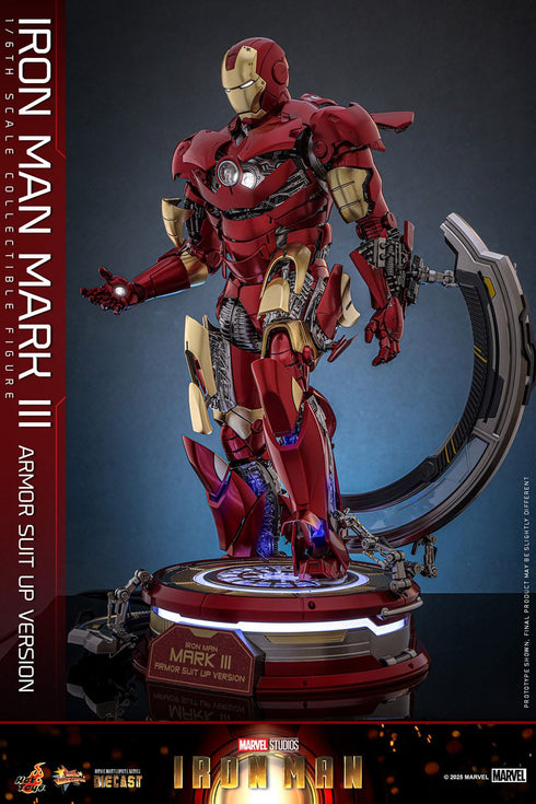 Hot Toys Iron Man Mark III (Armor Suit Up Version) - Iron Man - MMS825D72 - Diecast 1/6 Scale Collectible Figure