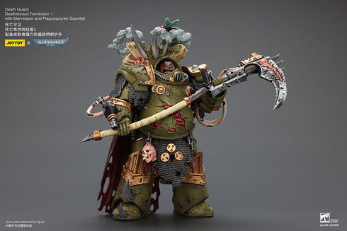 JOYTOY Death Guard Deathshroud Terminator 1 with Manreaper and Plaguespurter Gauntlet - Warhammer 40,000 - 1/18 Scale Collectible Figure
