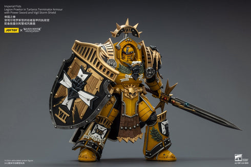 JOYTOY Imperial Fists Legion Praetor in Tartaros Terminator Armour with Power Sword and Vigil Storm Shield - Warhammer The Horus Heresy - 1/18 Scale Collectible Figure