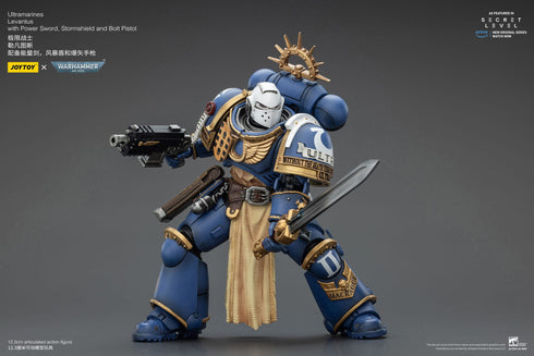 JOYTOY Ultramarines Levantus with Power Sword, Stormshield and Bolt Pistol - Warhammer 40,000 - 1/18 Scale Collectible Figure