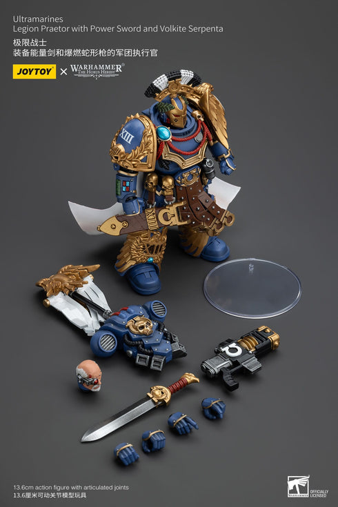 JOYTOY Warhammer 40K Ultramarines Legion Praetor with Power Sword and Volkite Serpenta 1/18 Action Figure
