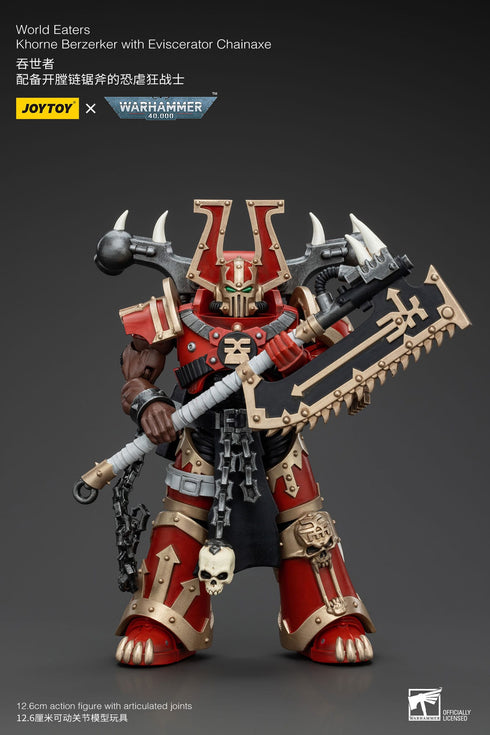 JOYTOY Warhammer 40K World Eaters Khorne Berzerker with Eviscerator Chainaxe 1/18 Action Figure