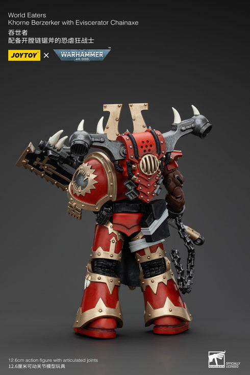 JOYTOY Warhammer 40K World Eaters Khorne Berzerker with Eviscerator Chainaxe 1/18 Action Figure