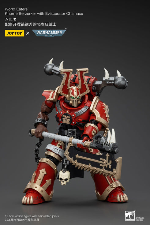 JOYTOY Warhammer 40K World Eaters Khorne Berzerker with Eviscerator Chainaxe 1/18 Action Figure