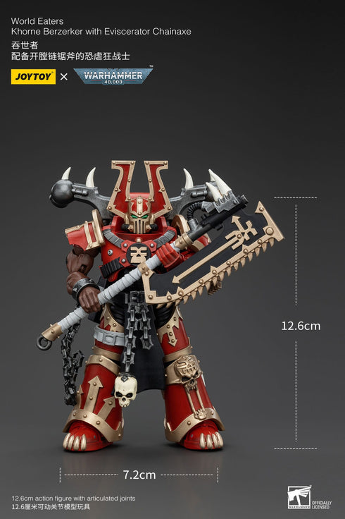 JOYTOY Warhammer 40K World Eaters Khorne Berzerker with Eviscerator Chainaxe 1/18 Action Figure