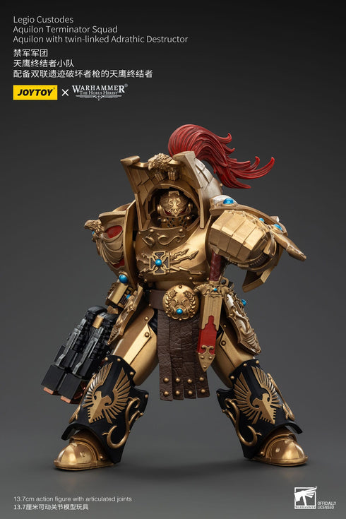 JOYTOY Warhammer The Horus Heresy Legio Custodes Aquilon Terminator Squad Aquilon with twin-linked Adrathic Destructor 1/18 Action Figure