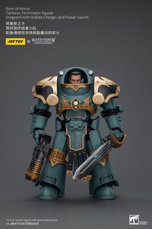 JOYTOY Warhammer The Horus Heresy Tartaros Terminator Squad Sergeant With Volkite Charger And Power Sword 1/18 Action Figure