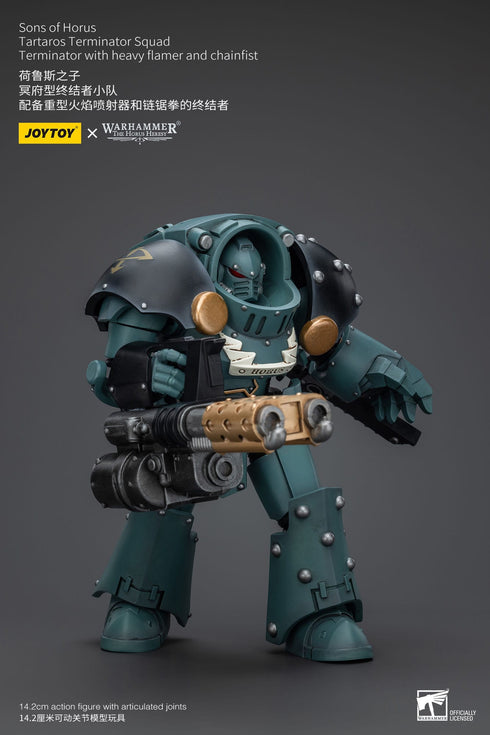 JOYTOY Warhammer The Horus Heresy Tartaros Terminator Squad Terminator With Heavy Flamer And Chainfist 1/18 Action Figure