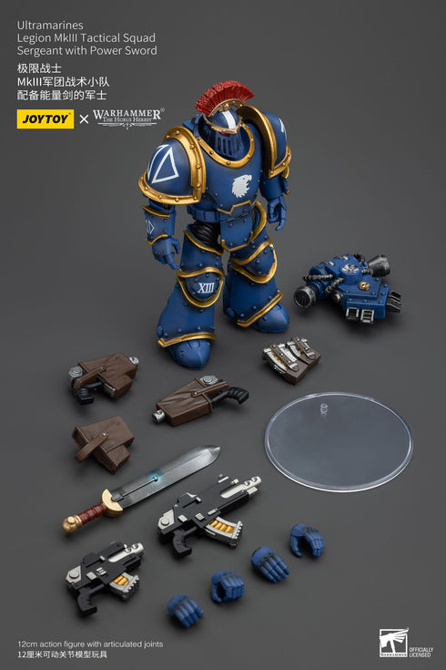 JOYTOY Ultramarines Legion MKIII Tactical Squad Sergeant with Power Sword - Warhammer: The Horus Heresy - 1/18 Scale Collectible Figure