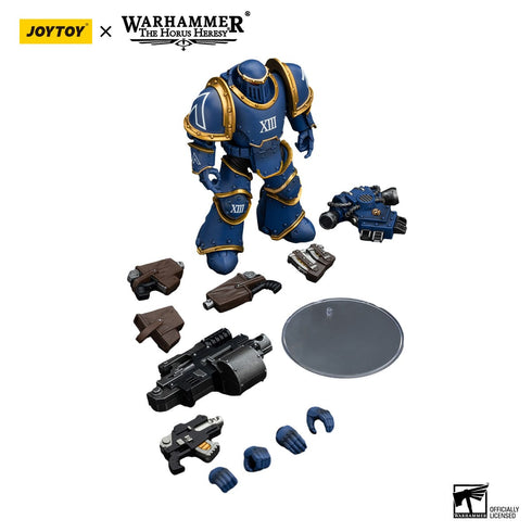 JOYTOY Ultramarines Legion MKIII Tactical Support Squad Legionary with Heavy Bolter - Warhammer: The Horus Heresy - 1/18 Scale Collectible Figure