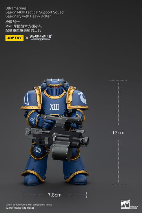 JOYTOY Ultramarines Legion MKIII Tactical Support Squad Legionary with Heavy Bolter - Warhammer: The Horus Heresy - 1/18 Scale Collectible Figure