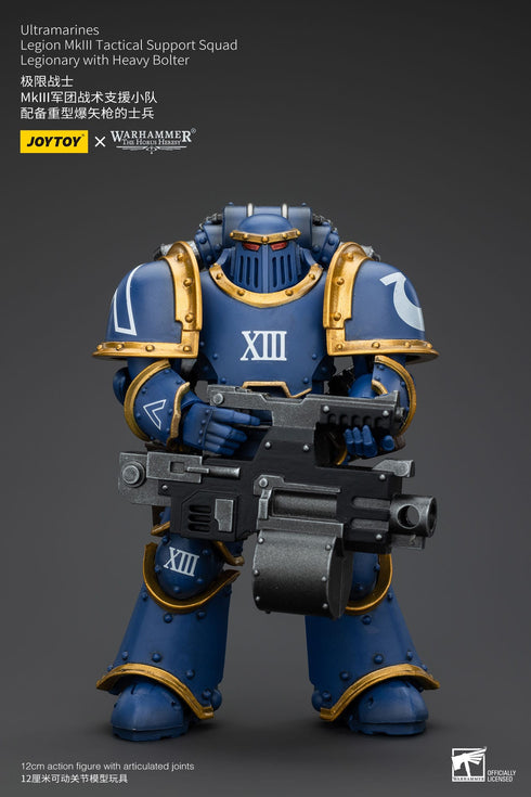 JOYTOY Ultramarines Legion MKIII Tactical Support Squad Legionary with Heavy Bolter - Warhammer: The Horus Heresy - 1/18 Scale Collectible Figure