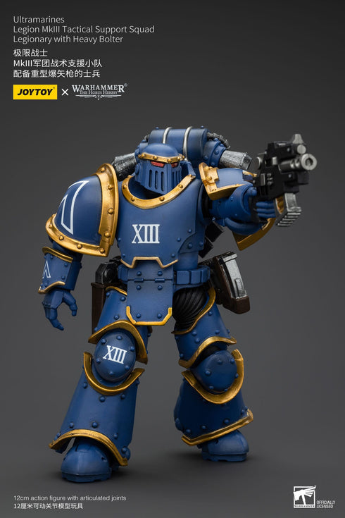 JOYTOY Ultramarines Legion MKIII Tactical Support Squad Legionary with Heavy Bolter - Warhammer: The Horus Heresy - 1/18 Scale Collectible Figure