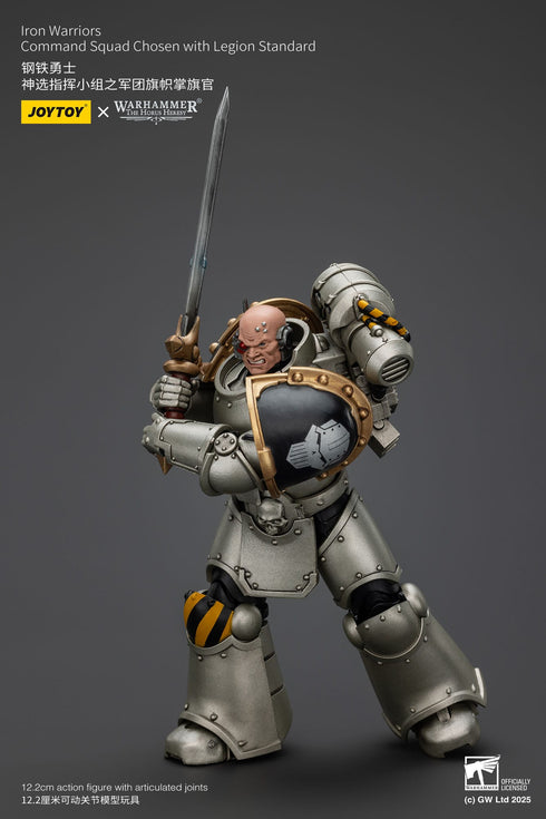JOYTOY Warhammer The Horus Heresy lron Warriors Command Squad Chosen with Legion Standard 1/18 Action Figure
