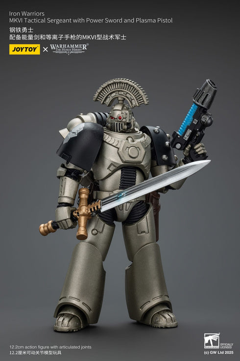JOYTOY Warhammer The Horus Heresy lron Warriors MKVI Tactical Sergeant with Power Sword and Plasma Pistol 1/18 Action Figure