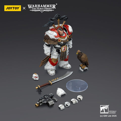 JOYTOY White Scars Legion Praetor in Cataphractii Terminator Armour with Cyber Hawk Chogorian Sword and Combi-Melta - Warhammer 40,000 - 1/18 Scale Collectible Figure
