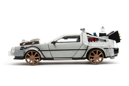 Jada Toys Back to the Future III Hollywood Rides DeLorean Time Machine Railroad Wheels 1/24 Diecast Model