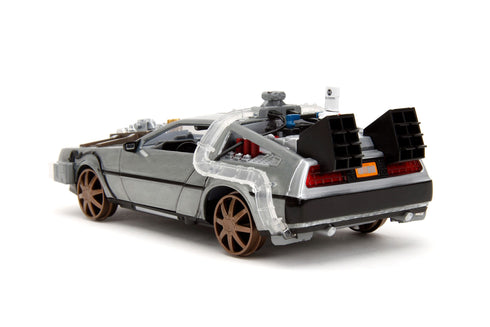 Jada Toys Back to the Future III Hollywood Rides DeLorean Time Machine Railroad Wheels 1/24 Diecast Model