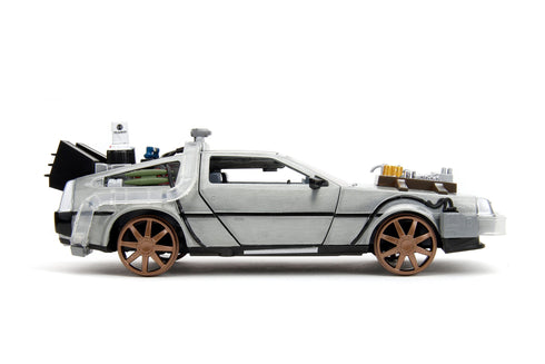Jada Toys Back to the Future III Hollywood Rides DeLorean Time Machine Railroad Wheels 1/24 Diecast Model