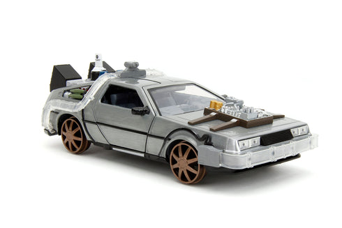 Jada Toys Back to the Future III Hollywood Rides DeLorean Time Machine Railroad Wheels 1/24 Diecast Model
