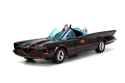 Jada Toys Batman 1966 Batmobile with Batman Robin Penguin and Joker Figures 1/24 Diecast Model
