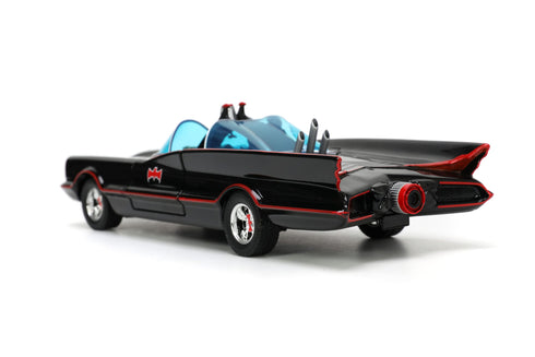 Jada Toys Batman 1966 Batmobile with Batman Robin Penguin and Joker Figures 1/24 Diecast Model