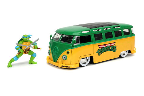 Jada Toys Leonardo & 1962 VW Bus - Teenage Mutant Ninja Turtles - 1/24 Diecast Collectible Model