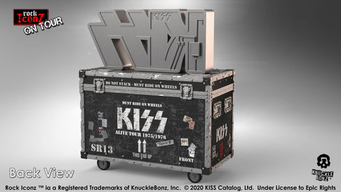 Knucklebonz Kiss Alive! Tour Rock Ikonz On Tour Road Case Statue + Stage Backdrop Set