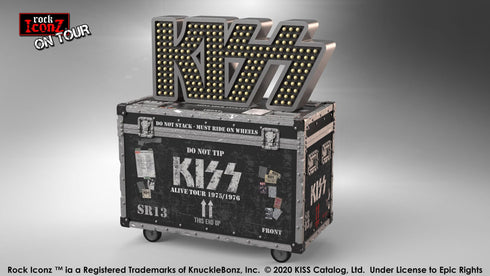 Knucklebonz Kiss Alive! Tour Rock Ikonz On Tour Road Case Statue + Stage Backdrop Set