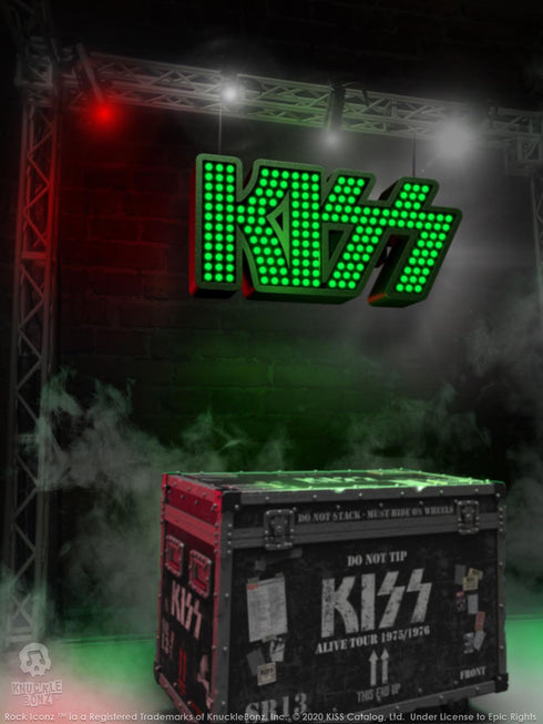 Knucklebonz Kiss Alive! Tour Rock Ikonz On Tour Road Case Statue + Stage Backdrop Set