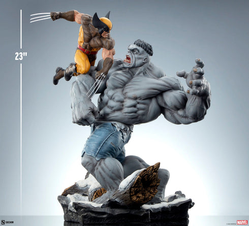 Sideshow Collectibles Marvel Grey Hulk vs Wolverine Statue