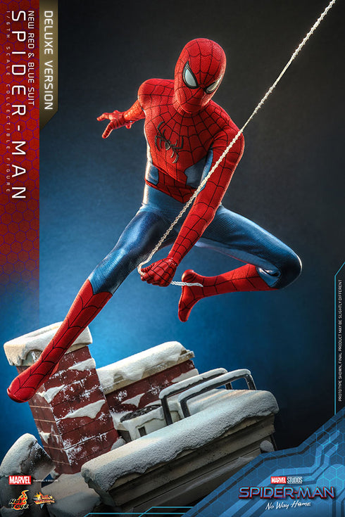 Hot Toys Spider-Man (New Red and Blue Suit) Deluxe Version - No Way Home MMS680 - 1/6 Scale Collectible Figure