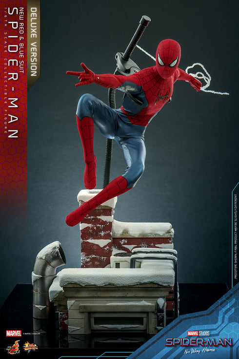 Hot Toys Spider-Man (New Red and Blue Suit) Deluxe Version - No Way Home MMS680 - 1/6 Scale Collectible Figure