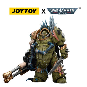 JOYTOY Death Guard Blightlord Terminator 1 with Reaper Autocannon and Bubotic Blades - Warhammer 40,000 - 1/18 Scale Collectible Figure