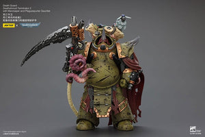 JOYTOY Death Guard Deathshroud Terminator 2 with Manreaper and Plaguespurter Gauntlet - Warhammer 40,000 - 1/18 Scale Collectible Figure